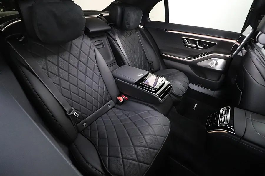 Rear of the Mercedes-Benz S-Class with quilted comfort seats
