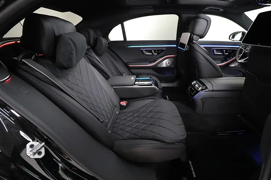 Rear bench of the Mercedes-Benz S-Class with ambient lighting