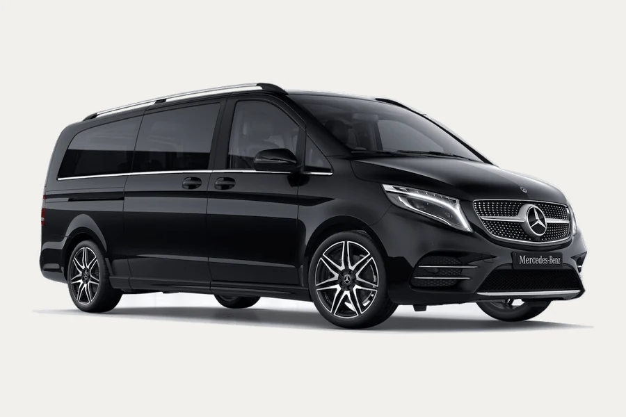 Mercedes-Benz V-Class in black, exterior in three-quarter view